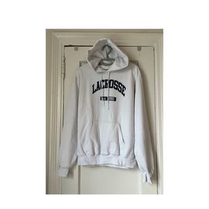 Champion Sweatshirt Men's Hooded Size M LACROSSE Hoodie White Sweater